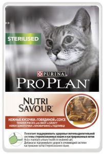 PRO PLAN® NUTRISAVOUR® Sterilised для стерилизованных кошек С ГОВЯДИНОЙ   Для взрослых кошек   Влажный