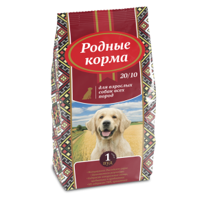 РОДНЫЕ КОРМА сухой корм для взрослых собак всех пород 20/10, 1 Пуд