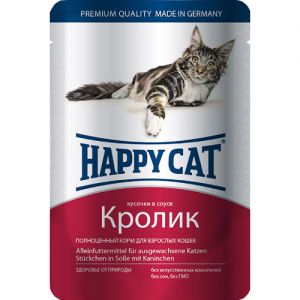 КОРМ ДЛЯ КОШЕК ХЭППИ КЭТ КРОЛИК КУСОЧКИ, КОНС