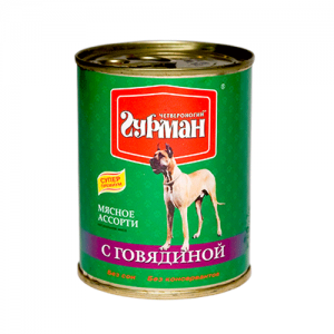 КОРМ ДЛЯ СОБАК ЧЕТВЕРОНОГИЙ ГУРМАН МЯСНОЕ АССОРТИ ГОВЯДИНА КОНС.