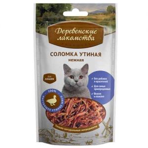 ЛАКОМСТВО ДЛЯ КОШЕК ДЕРЕВЕНСКИЕ ЛАКОМСТВА СОЛОМКА УТИНАЯ НЕЖНЫЕ