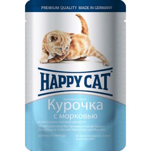 КОРМ ДЛЯ КОТЯТ ХЭППИ КЭТ КУРОЧКА+МОРКОВЬ, КОНС