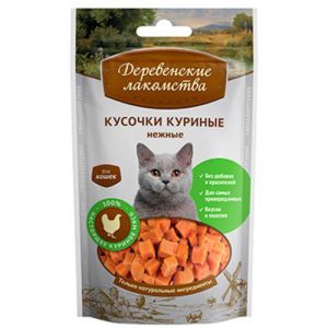 ЛАКОМСТВО ДЛЯ КОШЕК ДЕРЕВЕНСКИЕ ЛАКОМСТВА КУСОЧКИ КУРИНЫЕ НЕЖНЫЕ