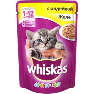 КОРМ ДЛЯ КОТЯТ ВИСКАС ИНДЕЙКА ЖЕЛЕ КОНС. ПАУЧ